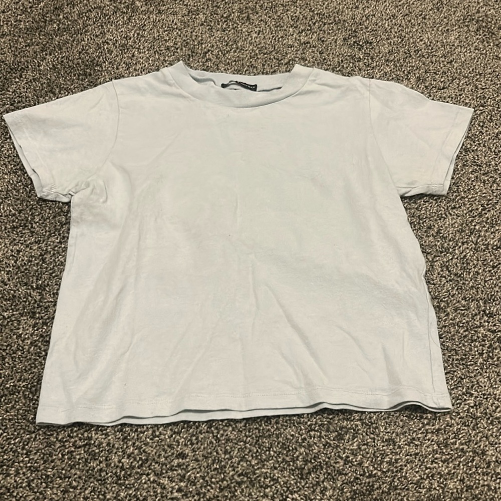 Small Blue Brandy Melville Cropped Shirt